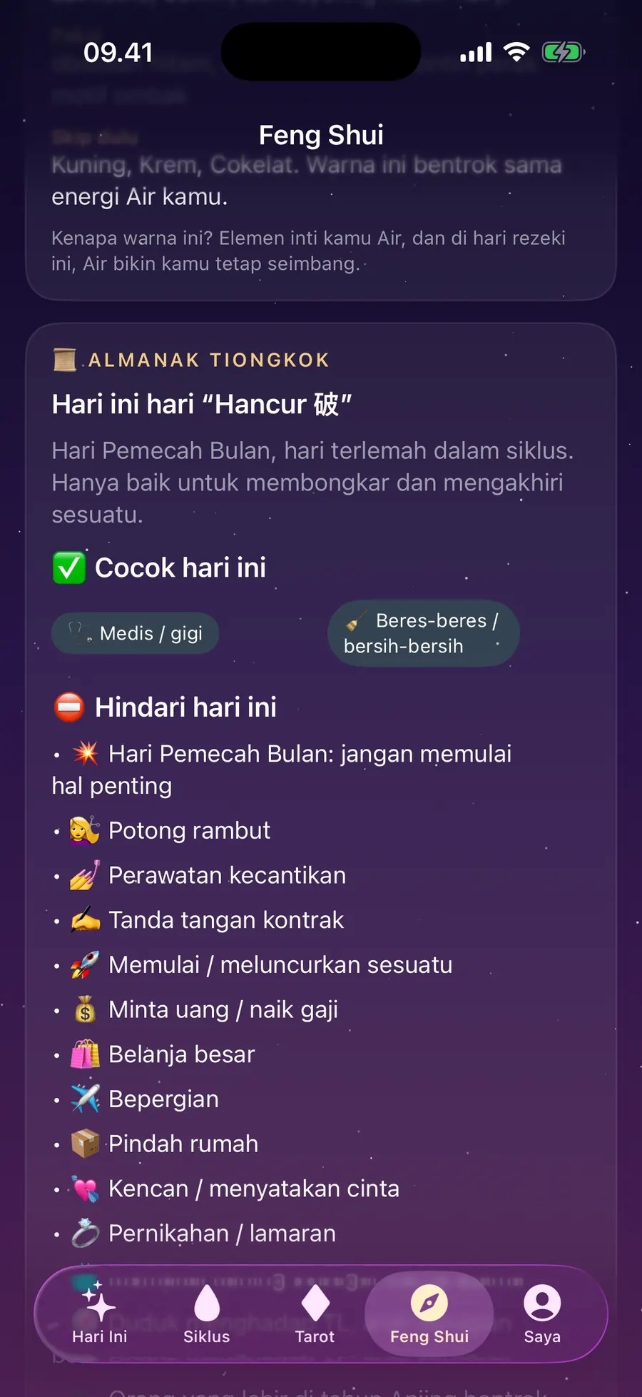 Tab Feng Shui dengan almanak Tiongkok